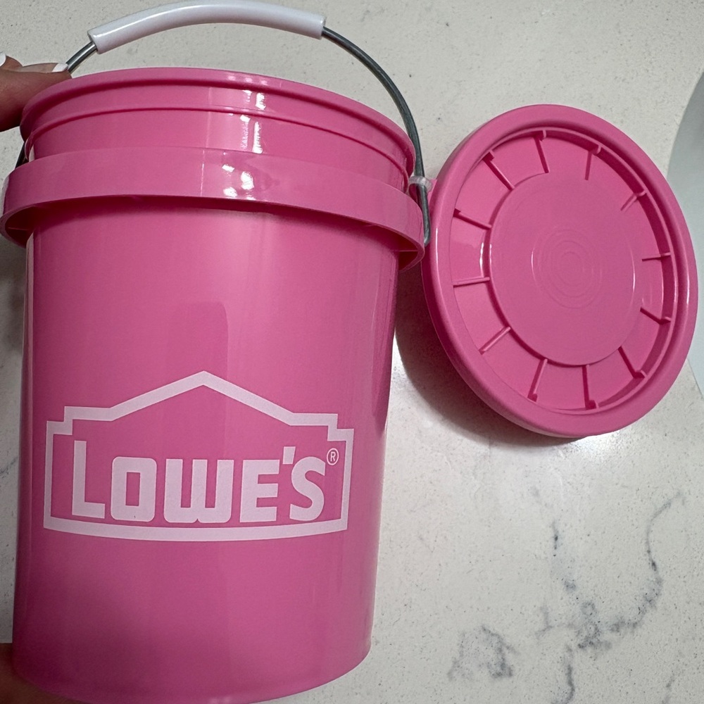 2 Pink Lowe's Mini Bucket with Handle and Lid